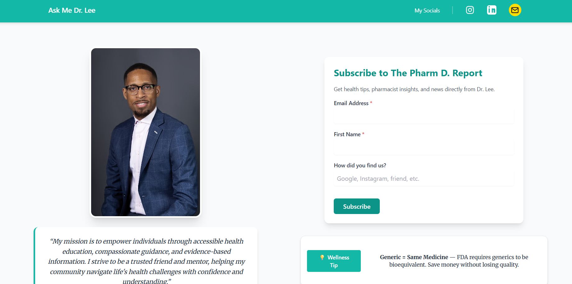 Ask Me Dr. Lee Website